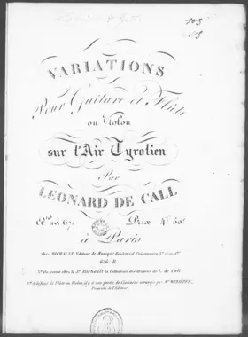 Variations pour Guitare et Flûte ou Violon sur l'Air Tyrolien