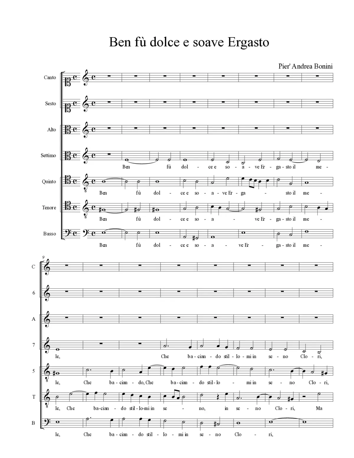 Ben fù dolce e soave Ergasto - Page 1