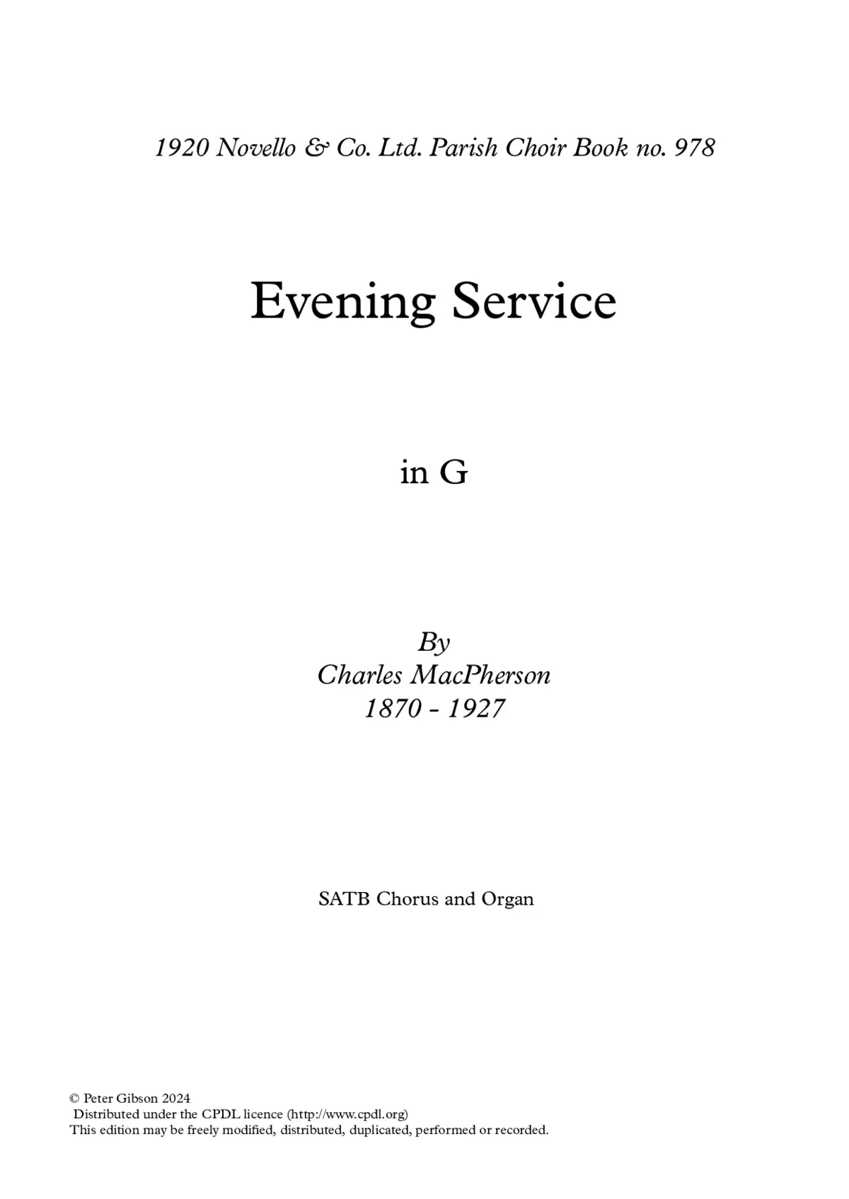 Evening Service in G - Page 1