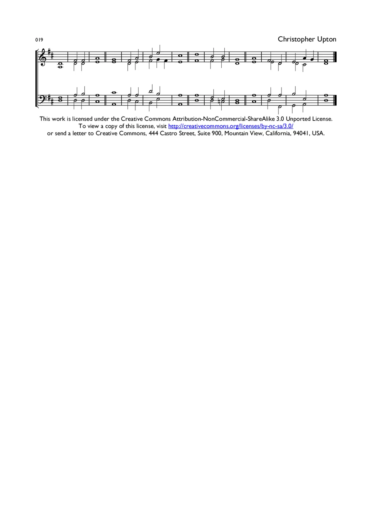 Double Chant 019 in D Major - Page 1