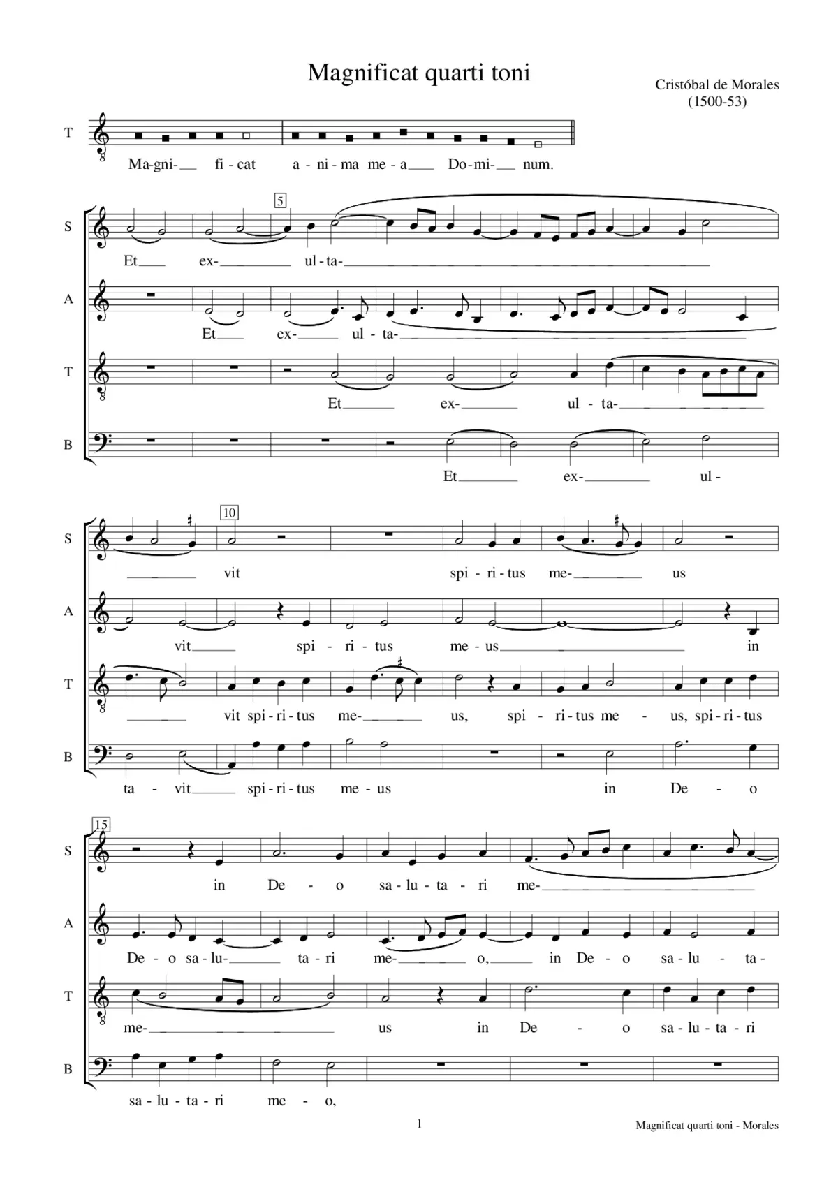 Magnificat quarti toni 'Et exultavit' - Page 1