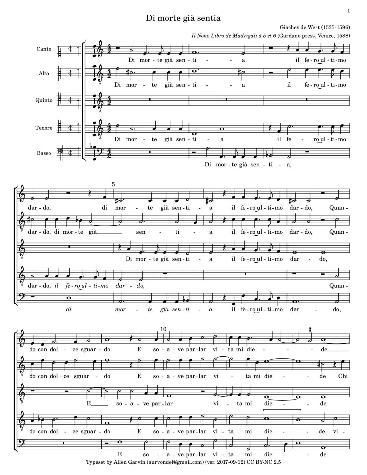 Di morte già sentia - Page 1