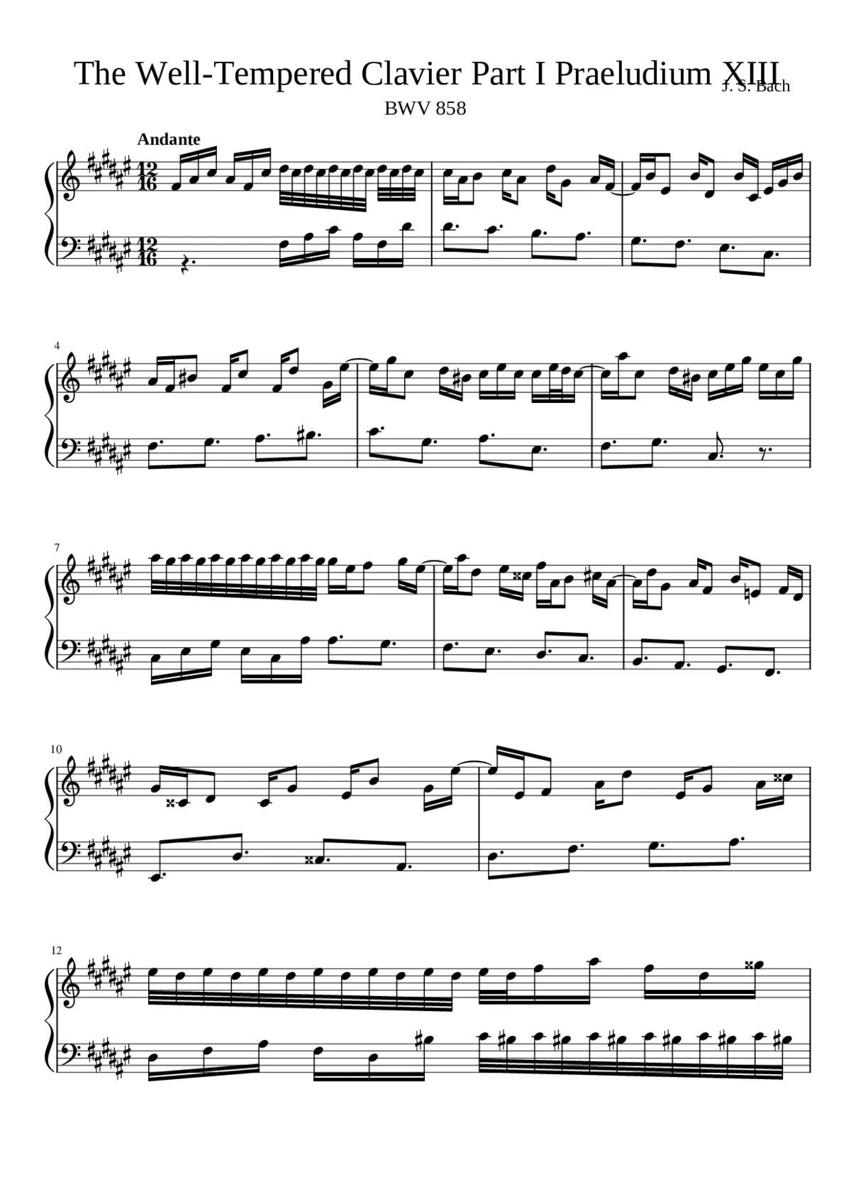 Prelude and Fugue in F-sharp major BWV 858 - Page 1
