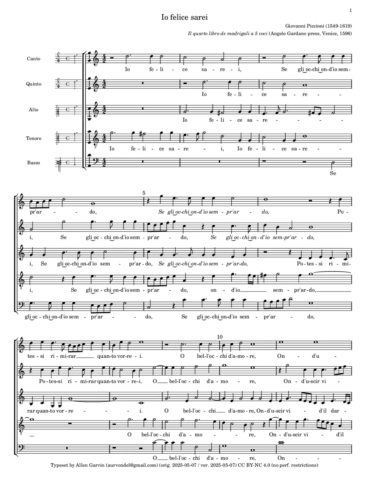 Io felice sarei - Page 1