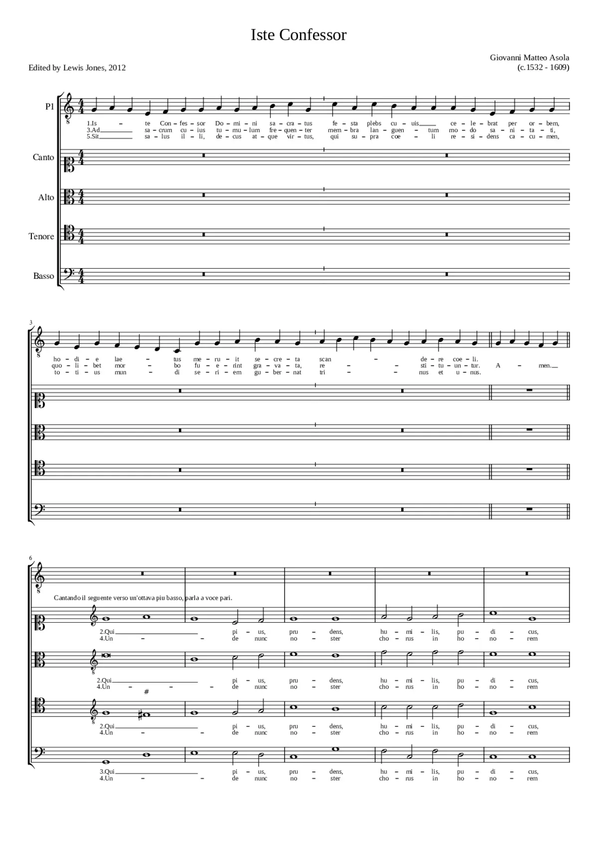Iste Confessor a 4 (even verses) - Page 1