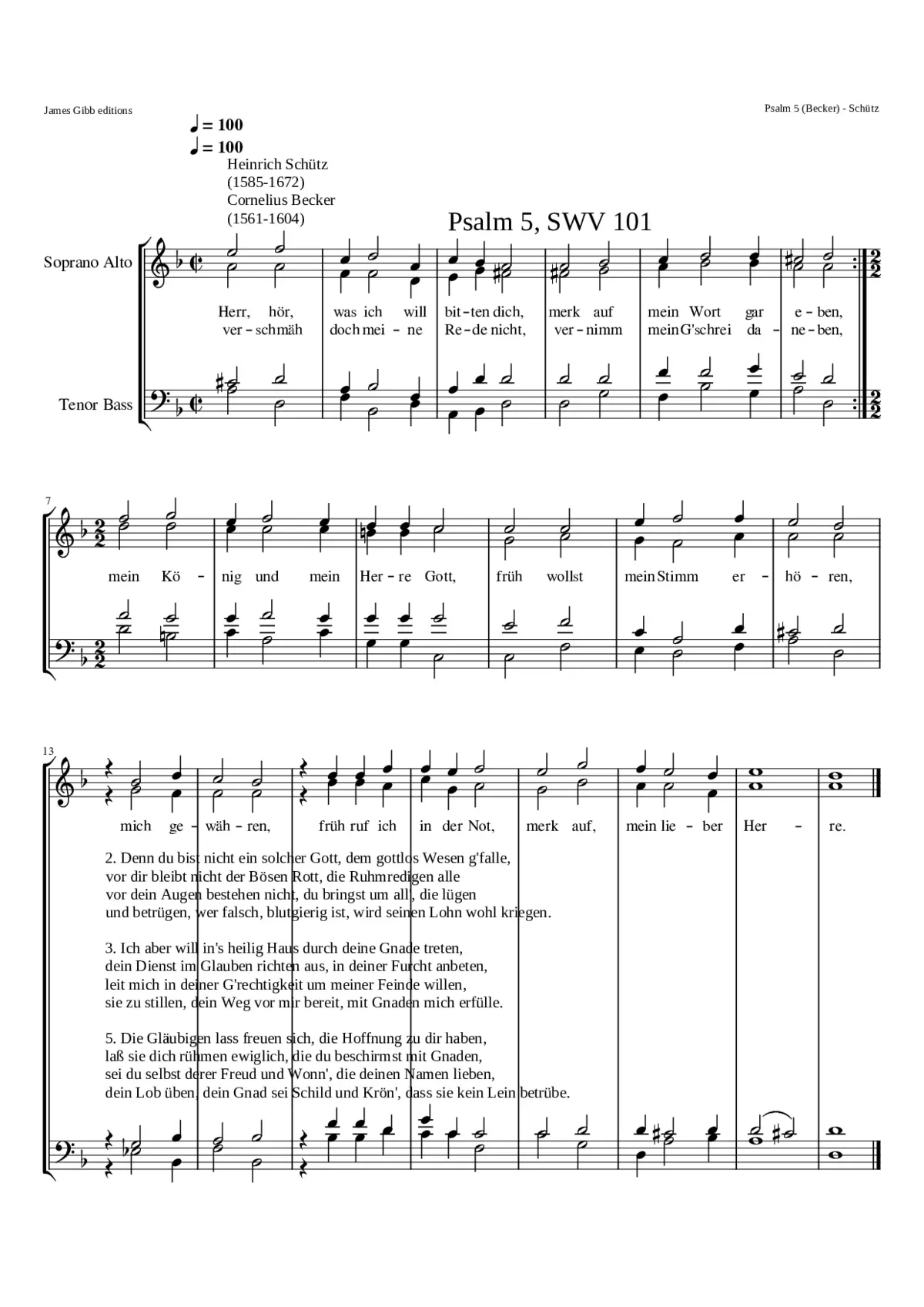 Herr hör was ich will bitten dich SWV 101 - Page 1