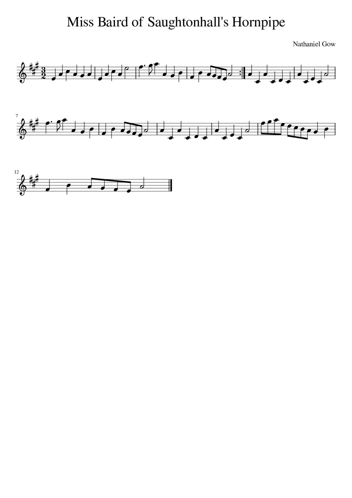 Miss Baird of Saughtonhall's Hornpipe - Page 1