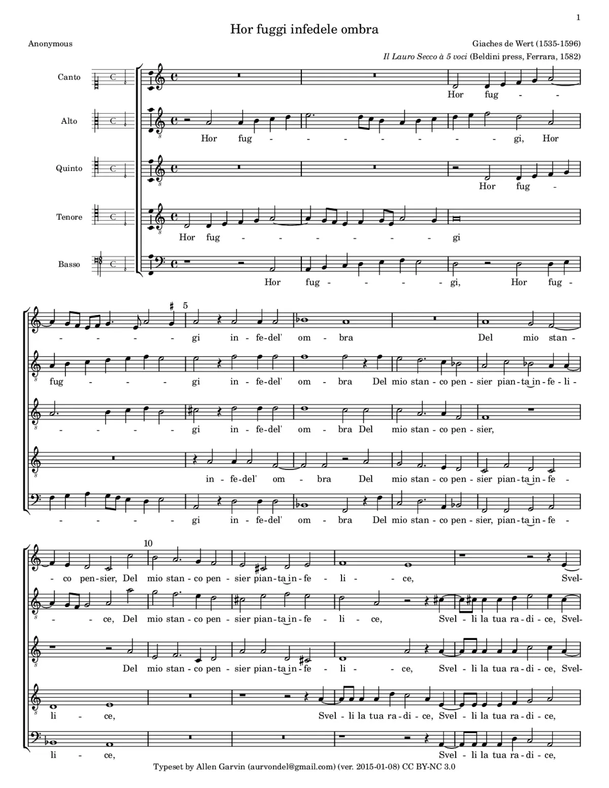 Hor fuggi infedel' ombra - Page 1