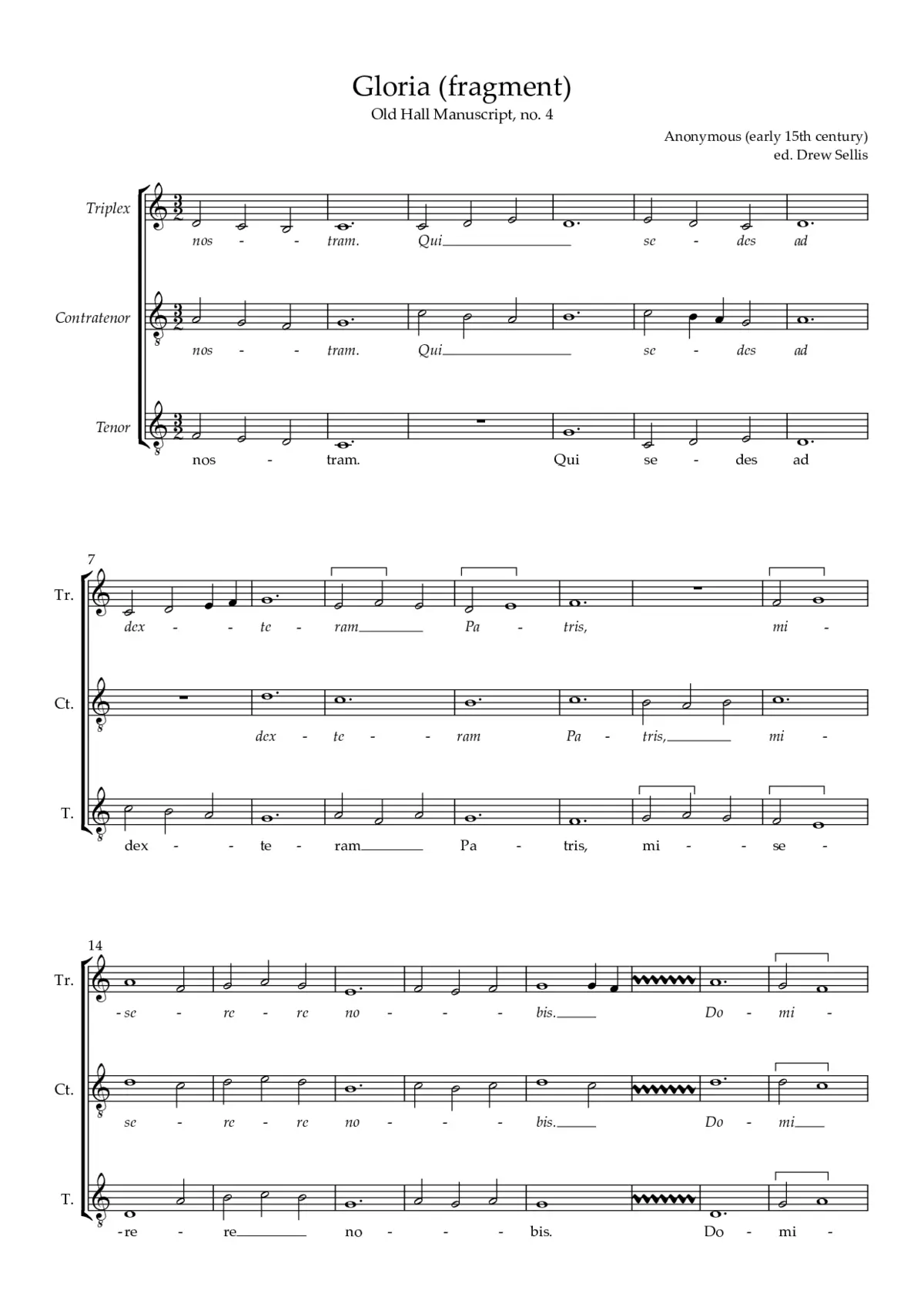 Gloria, Old Hall 4a - Page 1