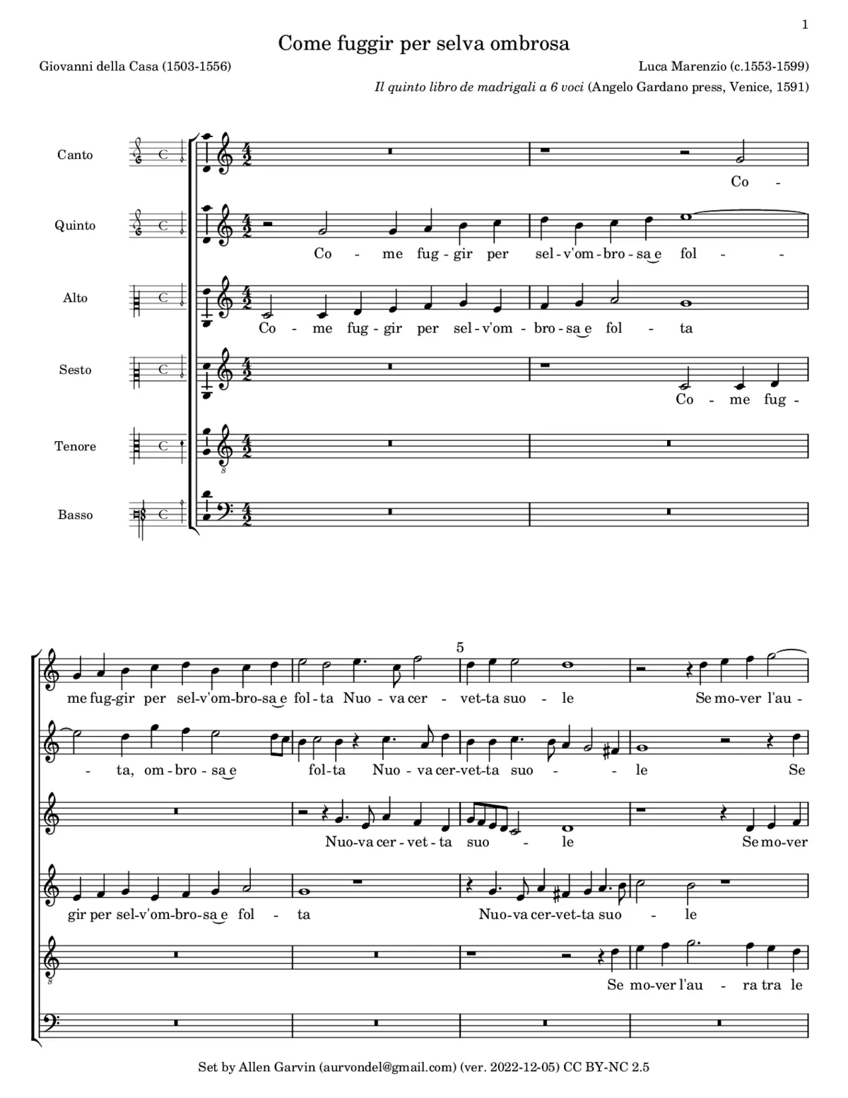 Come fuggir per selva - Page 1