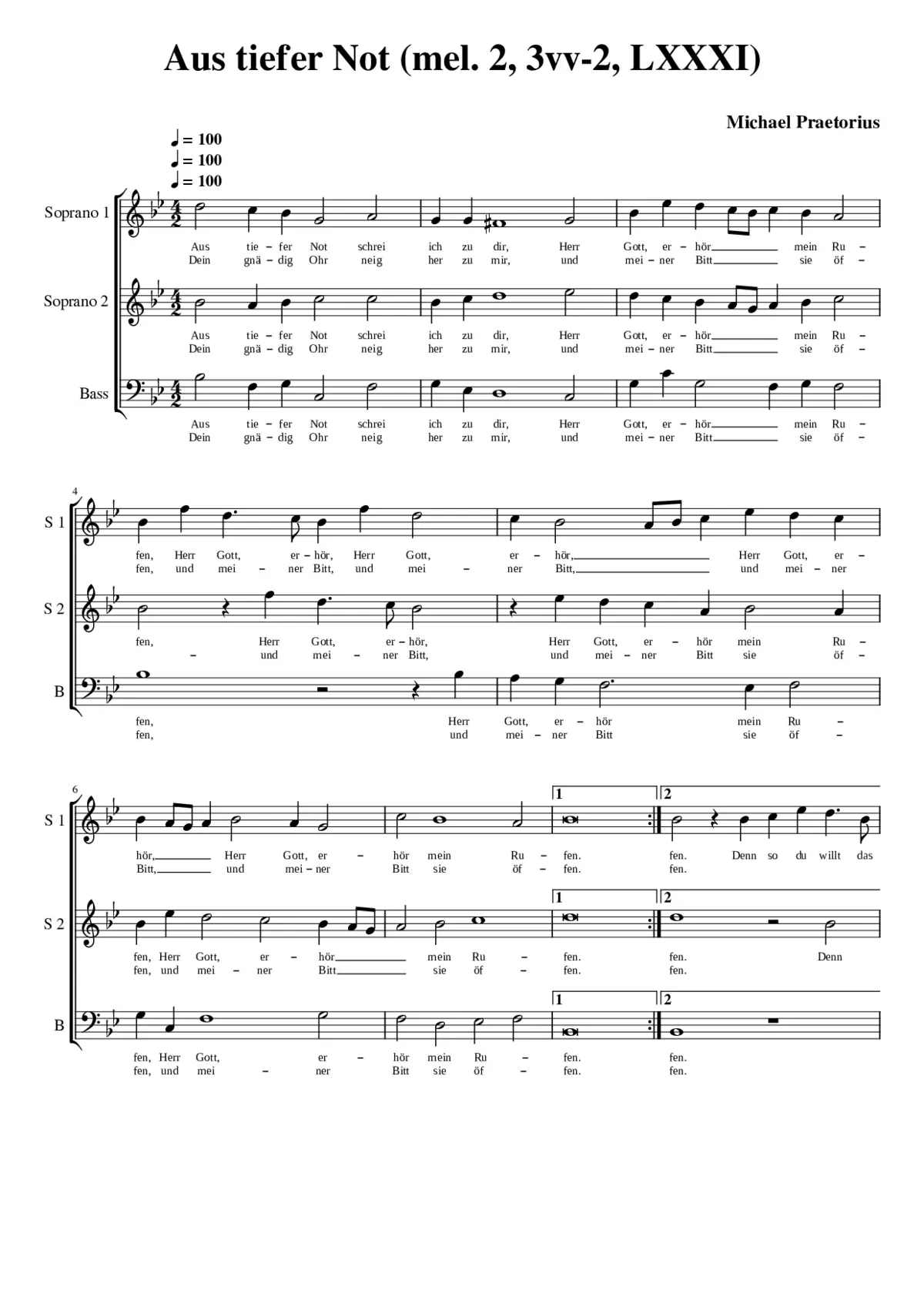 Aus tiefer Not schrei ich zu dir(2) 3vv-2 - Page 1