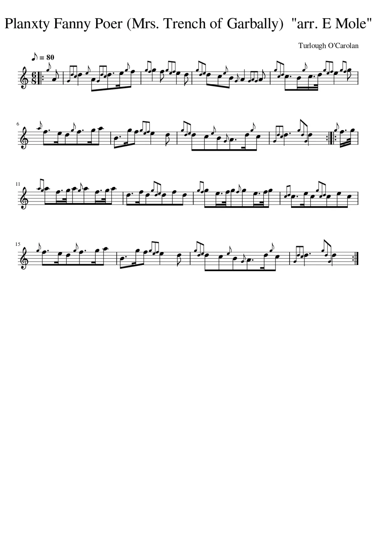 Planxty Fanny Poer (Mrs. Trench of Garbally) arr. E Mole - Page 1