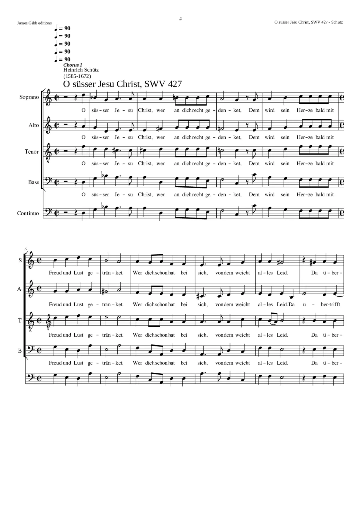 O süsser Jesu Christ wer an dich recht gedenket SWV 427 - Page 1