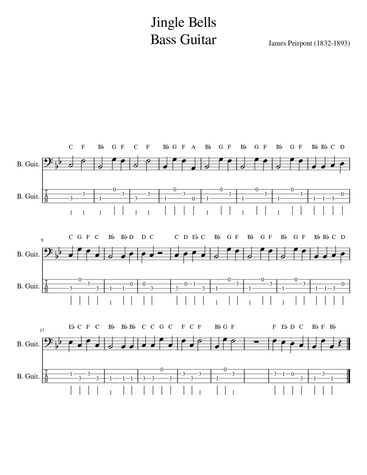 Jingle Bells Bass Guitar - Page 1