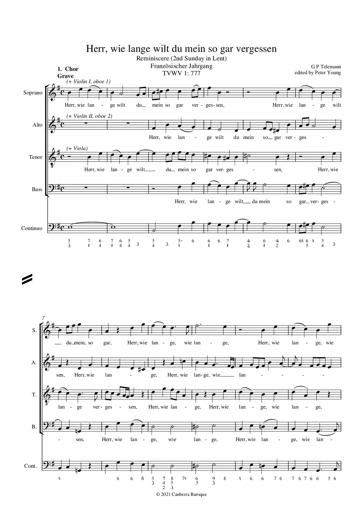 Herr, wie lange wilt du mein so gar vergessen, TWV 1:777 - Page 1