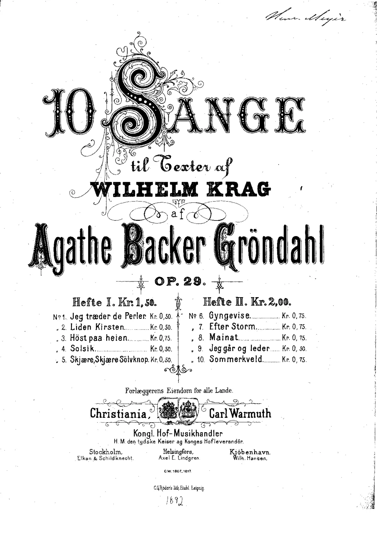 10 Songs, Op.29 - Page 1