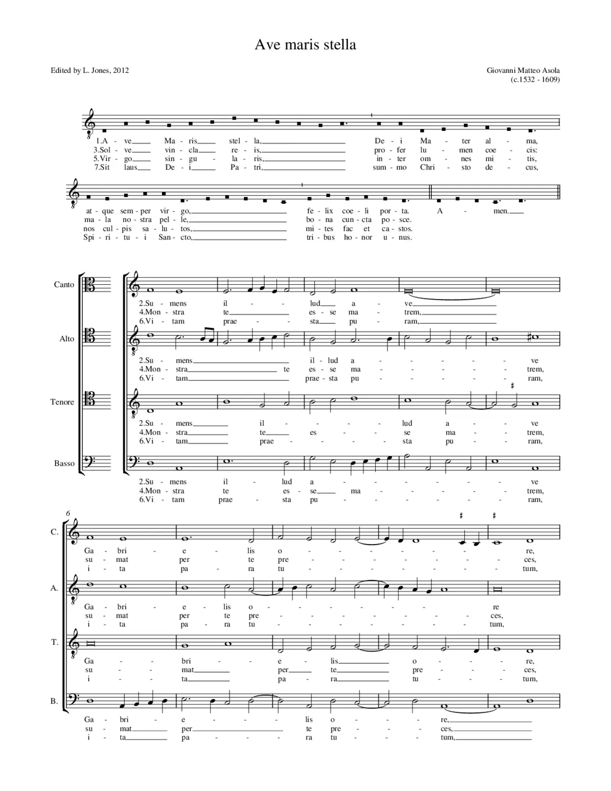 Ave maris stella (even verses) - Page 1