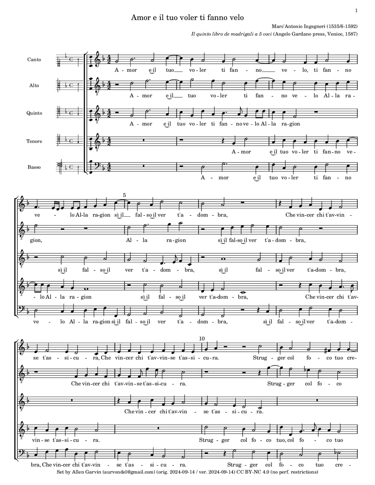 Amor e il tuo voler ti fanno velo - Page 1