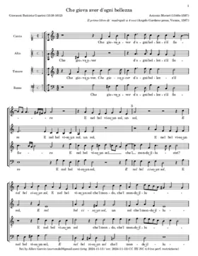 Che giova haver d'ogni bellezza il fiore