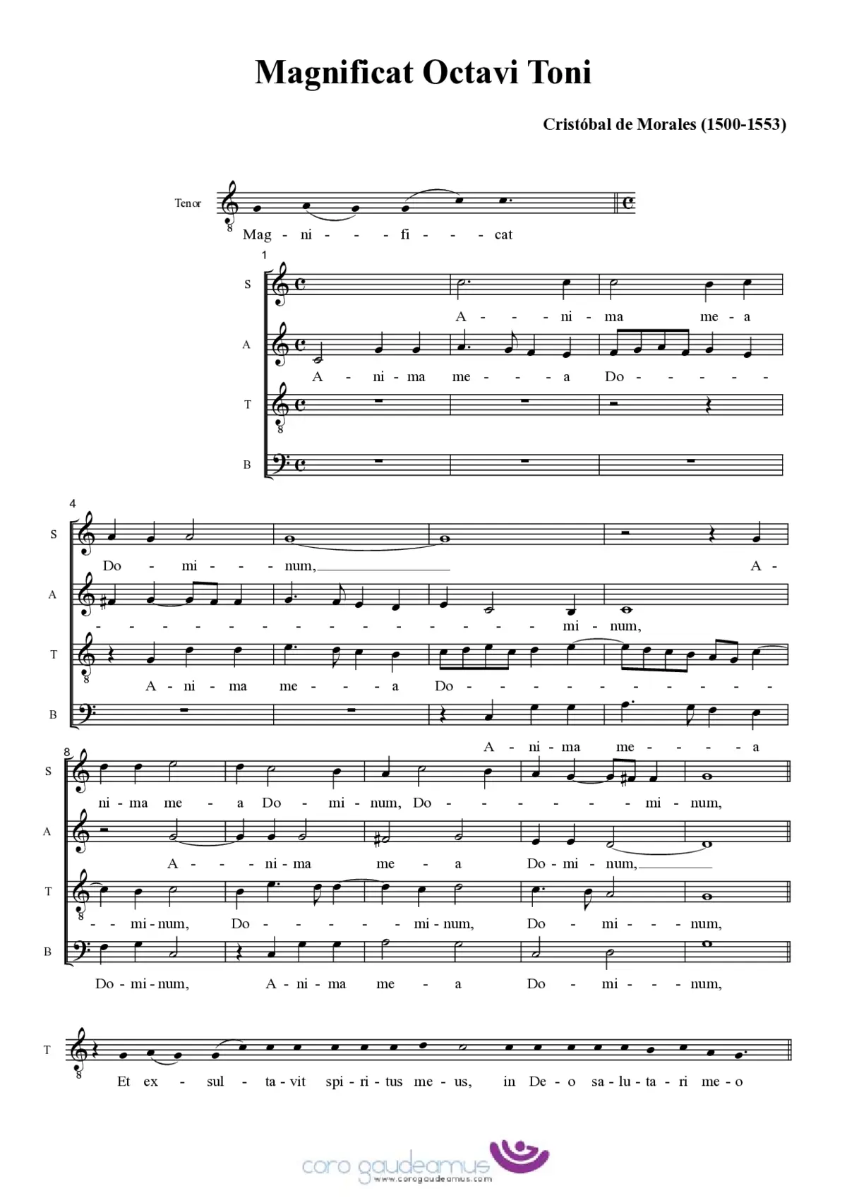 Magnificat Octavi Toni 'Anima mea' - Page 1