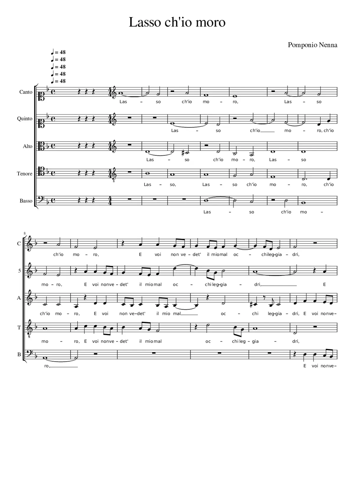 Lasso ch'io moro - Page 1