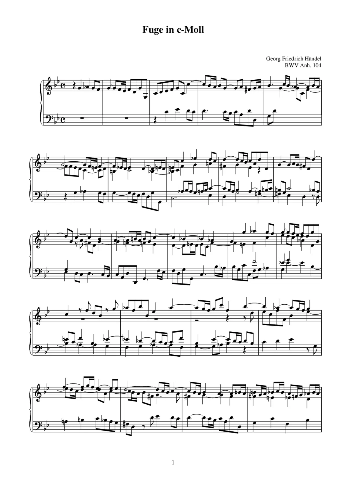 Fugue in C minor, BWV Anh.104 - Page 1