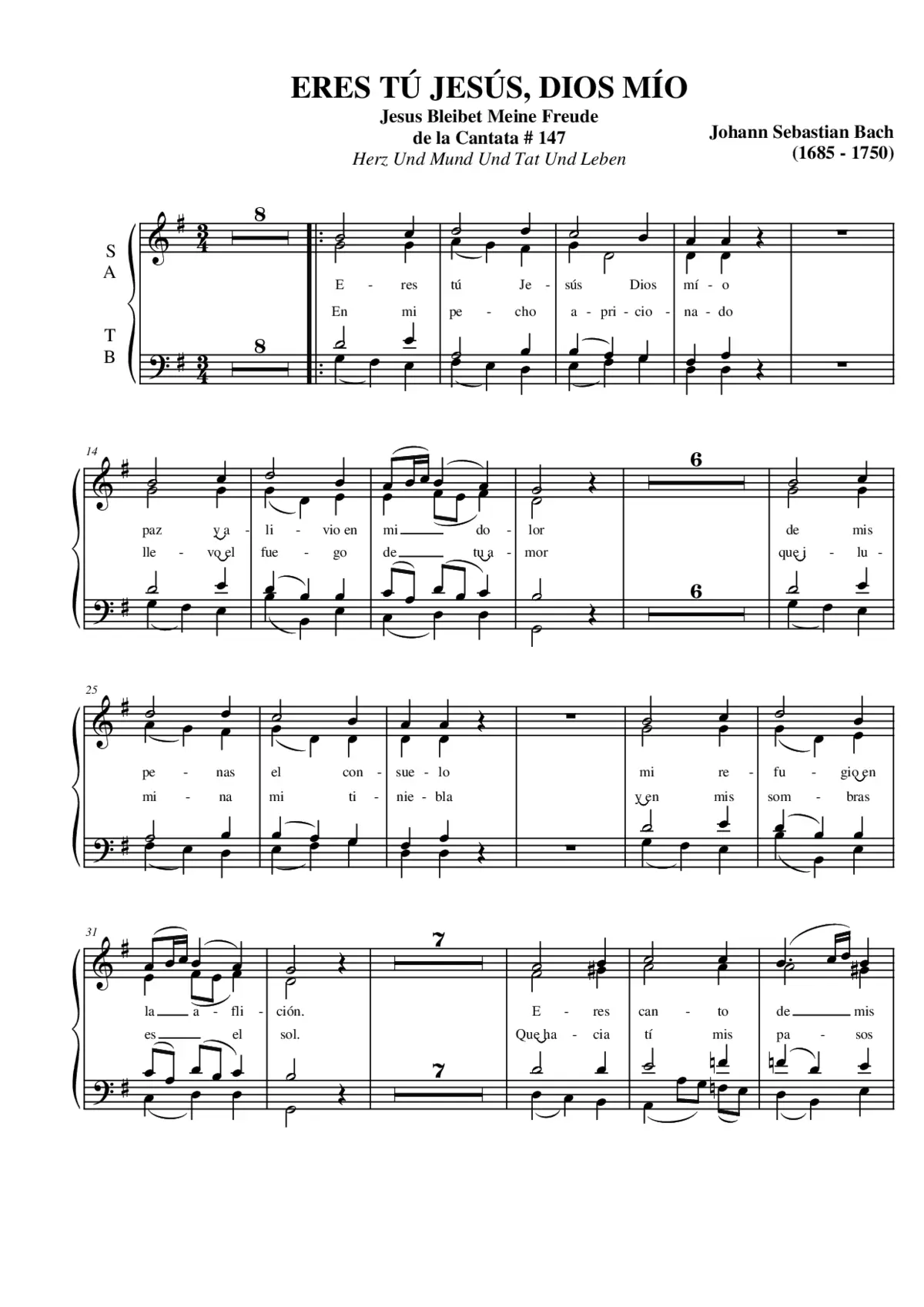 Eres tú Jesús, Dios mío, BWV 147.10 - Page 1