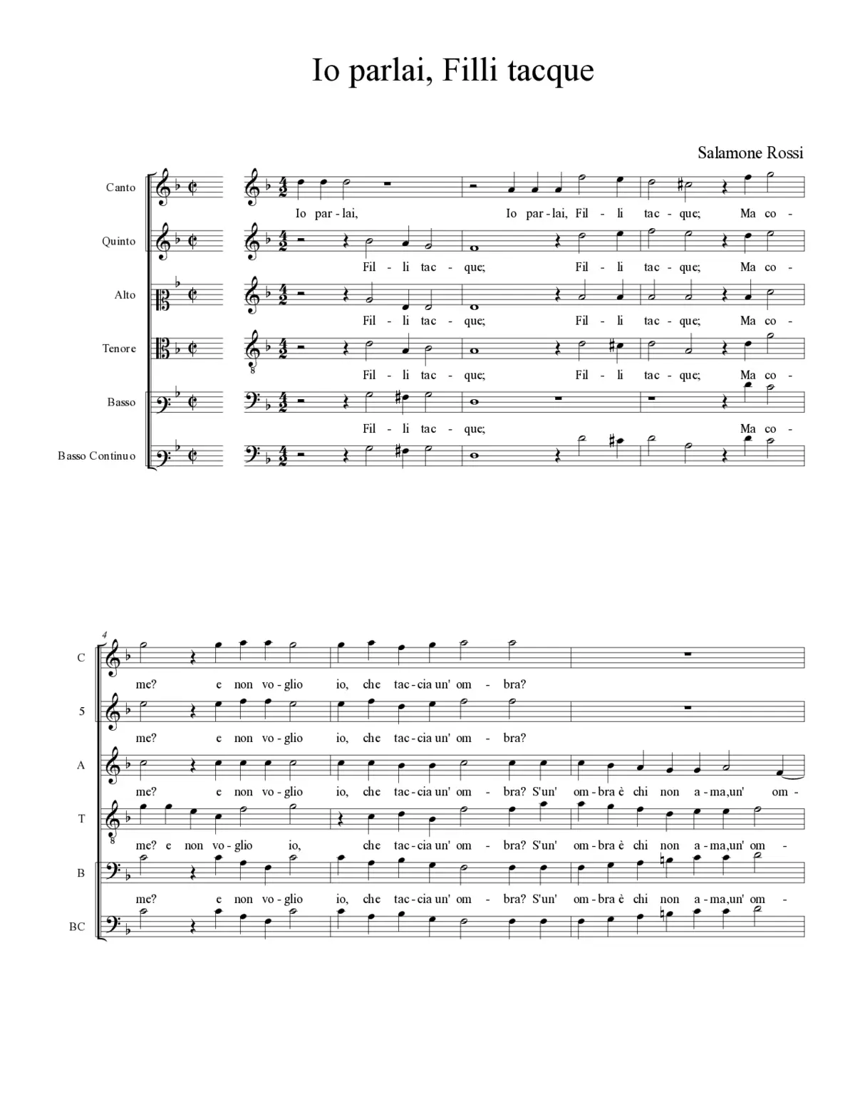 Io parlai, Filli tacque - Page 1