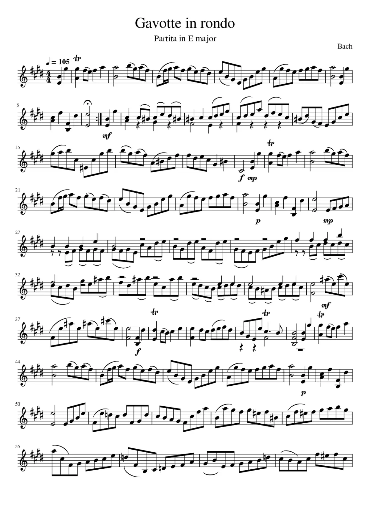 Violin Partita No.3 in E major BWV 1006 - Page 1