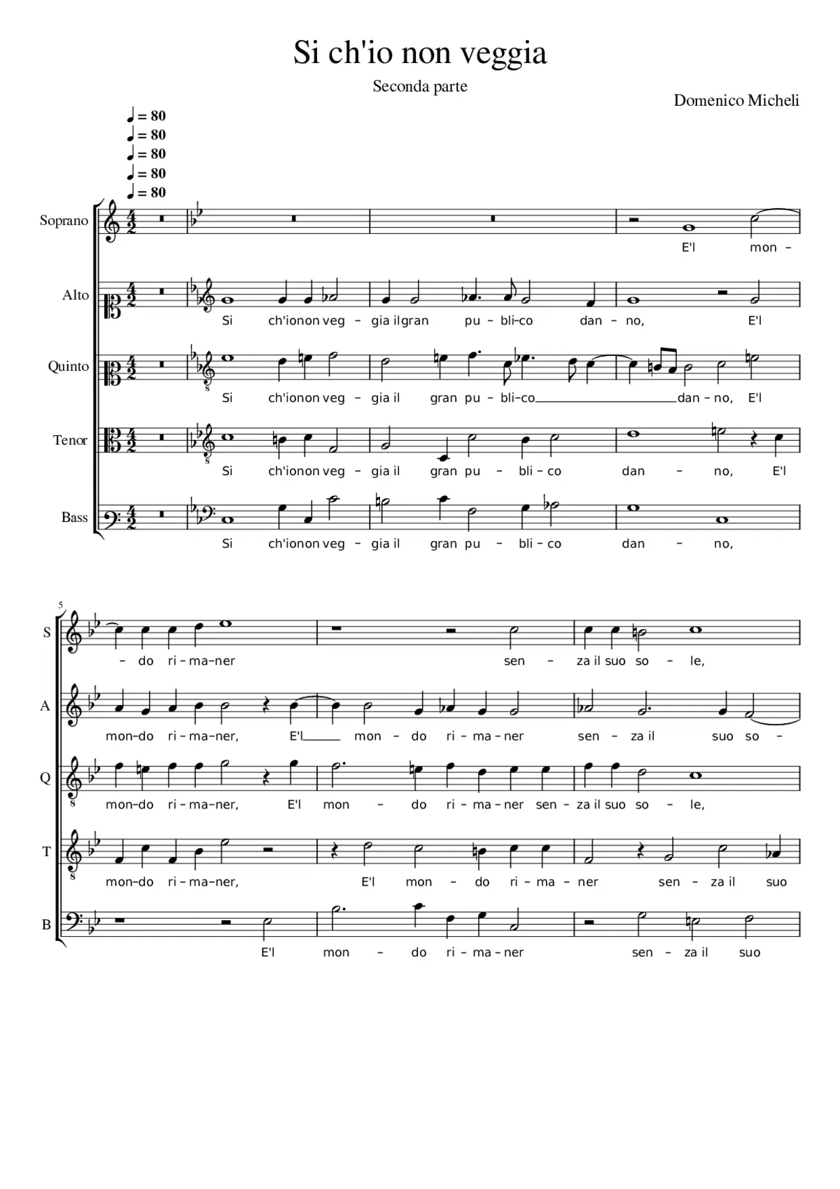 Si ch'io non veggia - Page 1