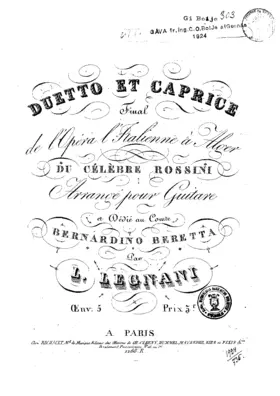 Duetto et Caprice. Finale de l'Opera l'Italienne à Alger du célèbre Rossini