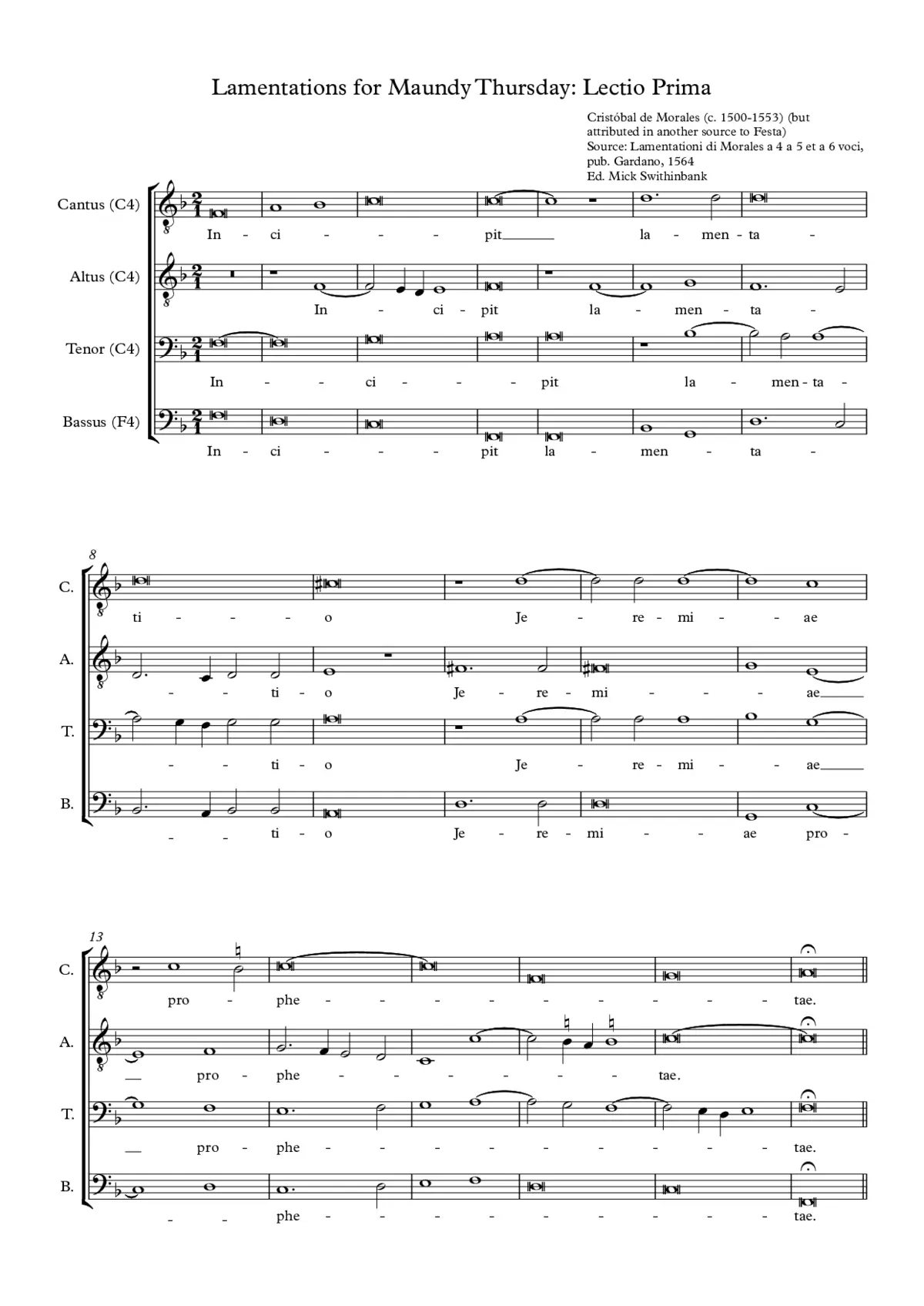 Lamentations for Maundy Thursday, Lesson 1 - Page 1