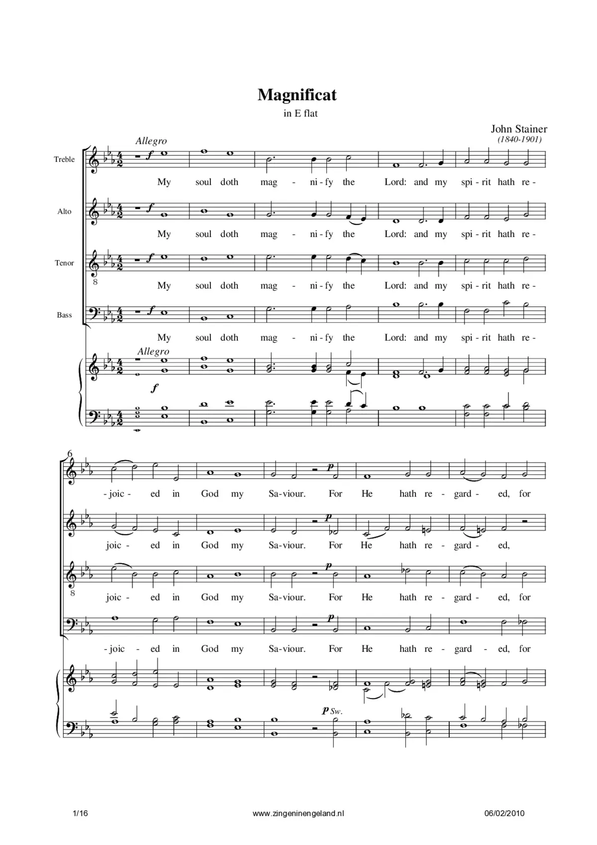 Magnificat and Nunc dimittis in E flat - Page 1