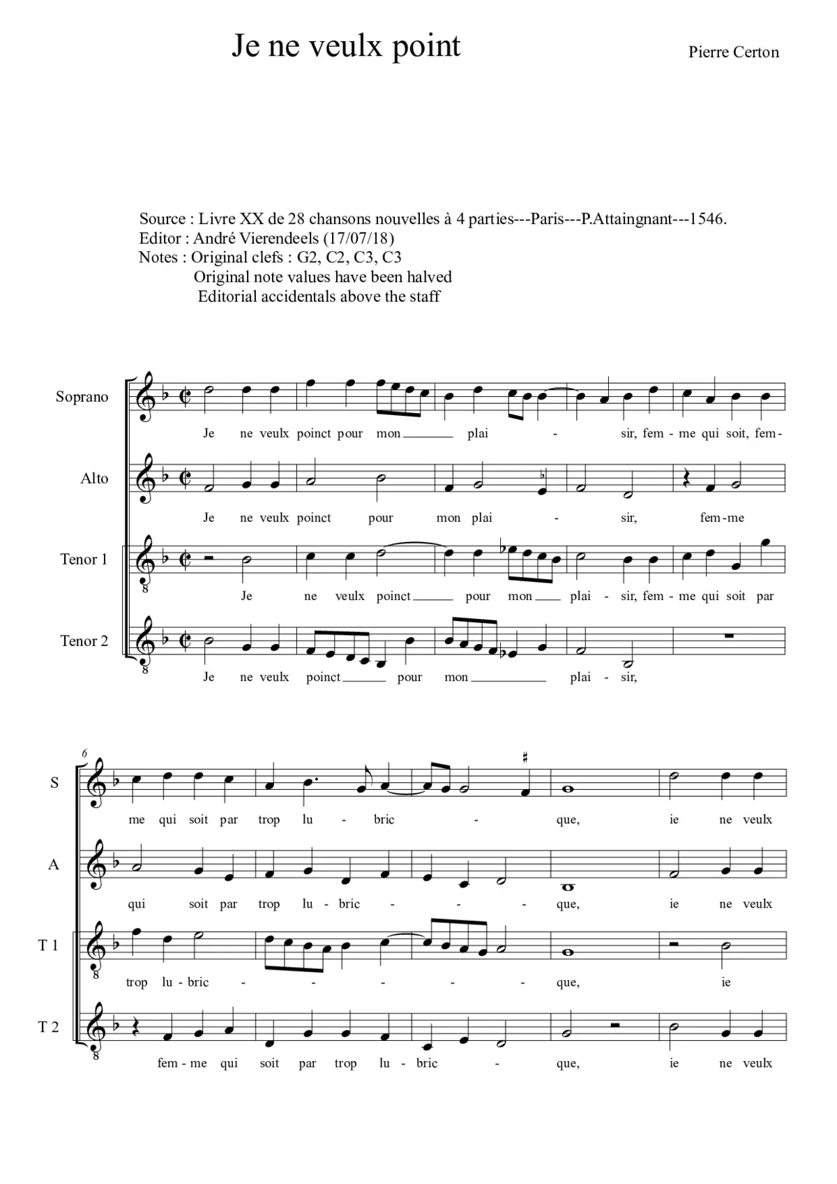 Je ne veulx point - Page 1