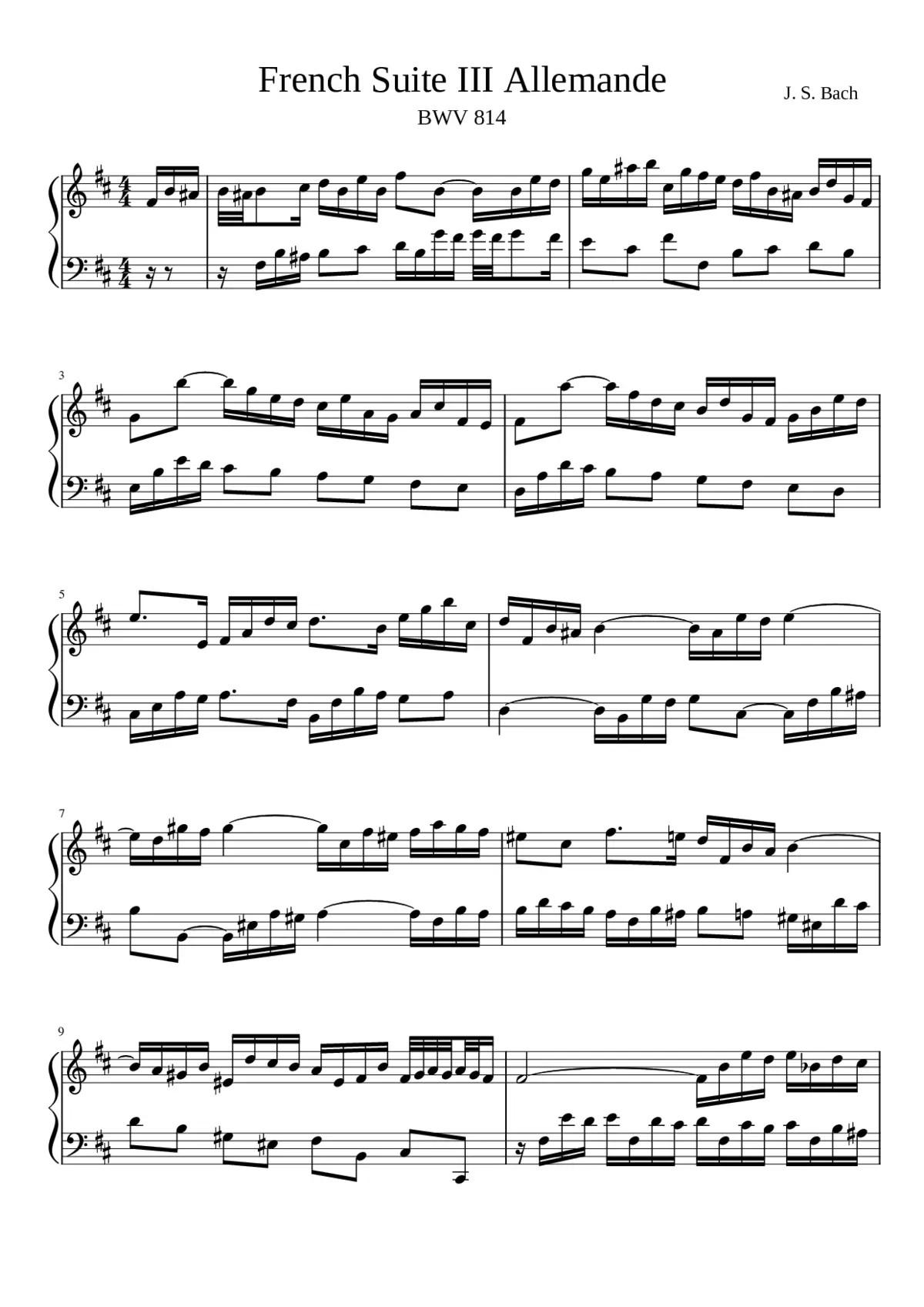 French Suite No.3 in B minor BWV 814 - Page 1