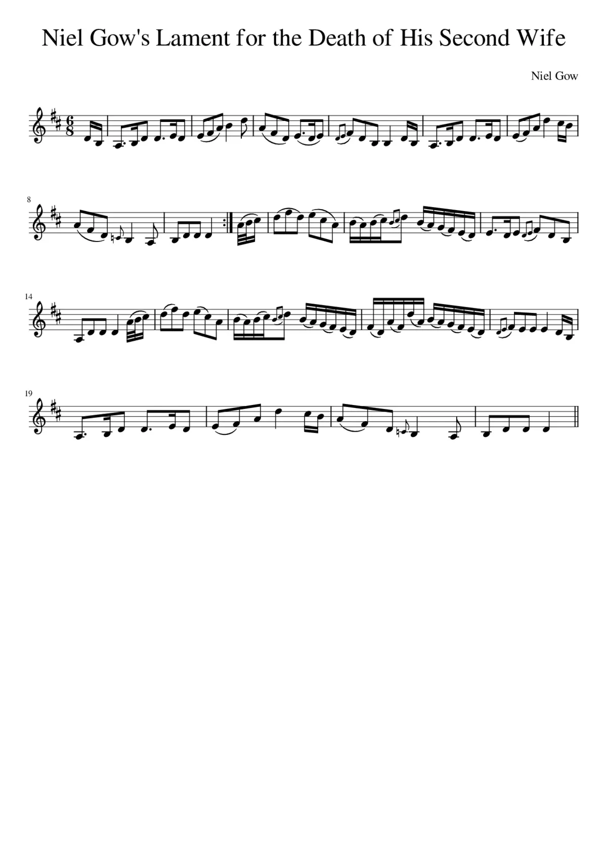 Niel Gow's Lament for the Death of His Second Wife - Page 1