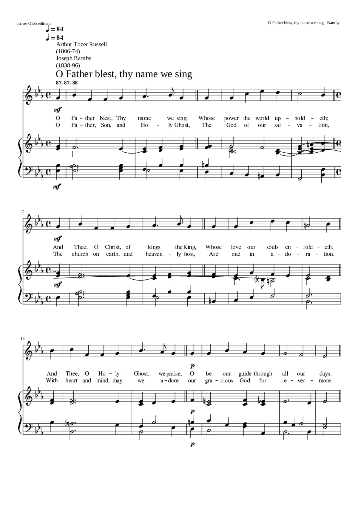O Father blest Thy Name we sing - Page 1