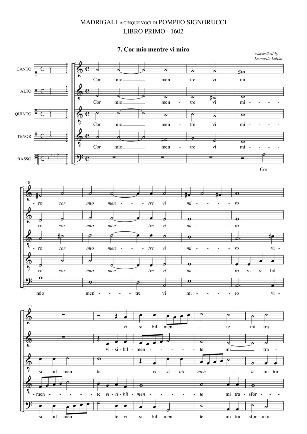 Cor mio mentre vi miro - Page 1