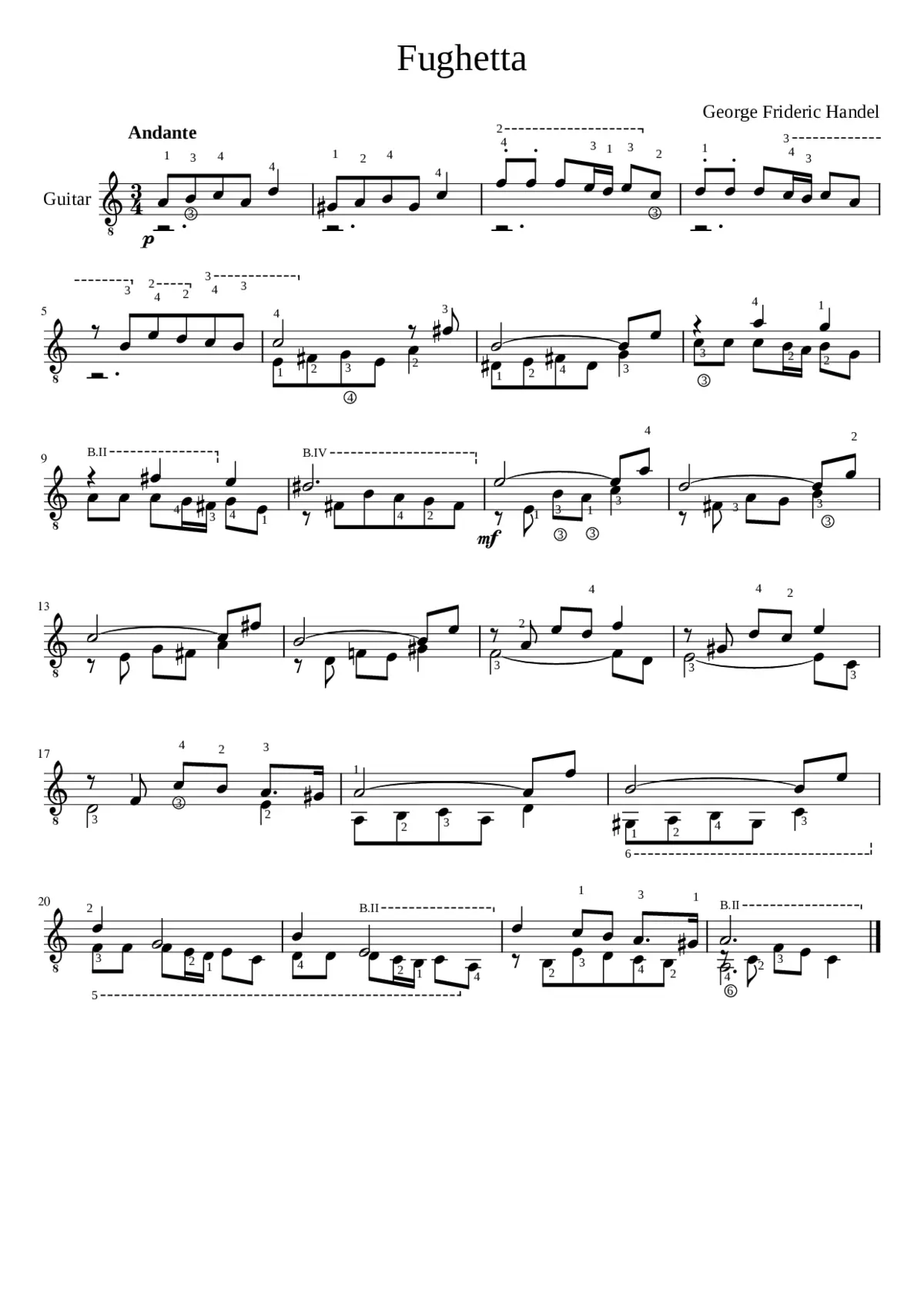 George Frideric Handel - Fughetta - Page 1