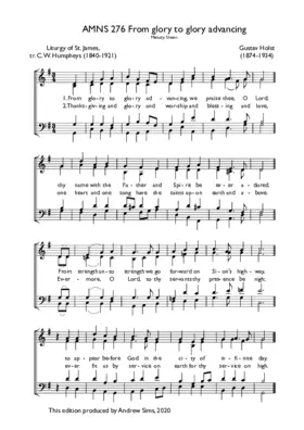 From glory to glory advancing