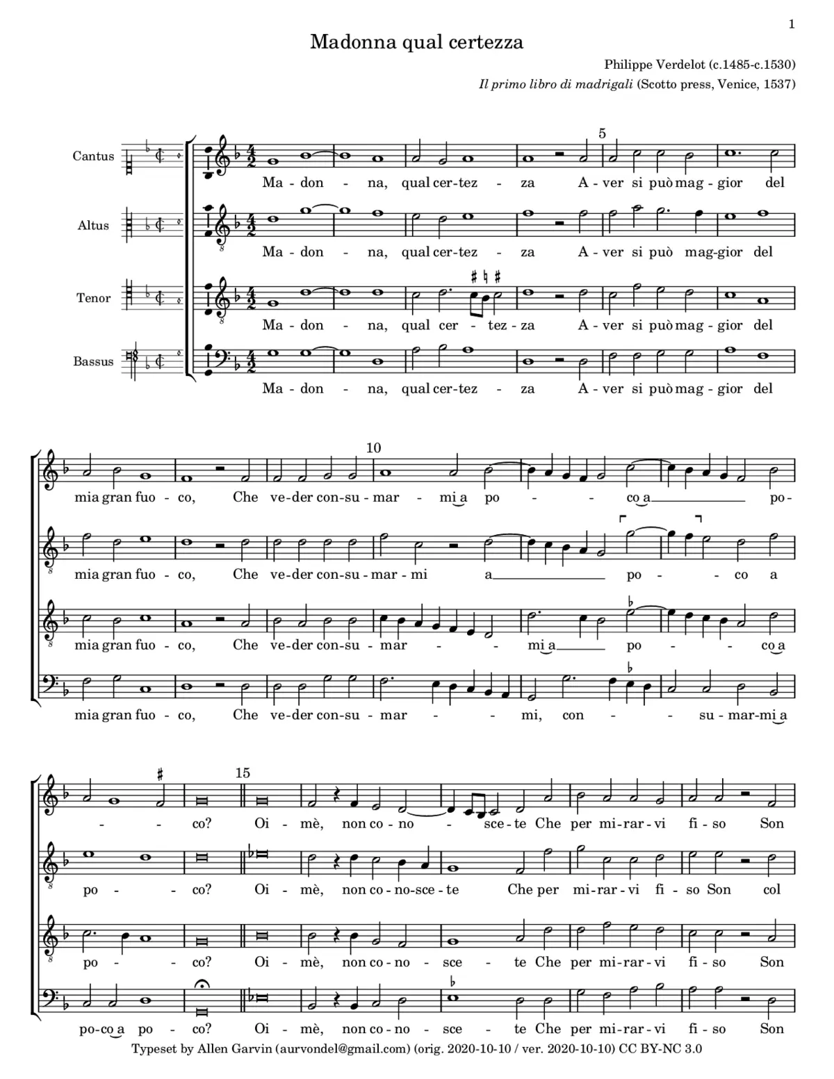 Madonna qual certezza - Page 1