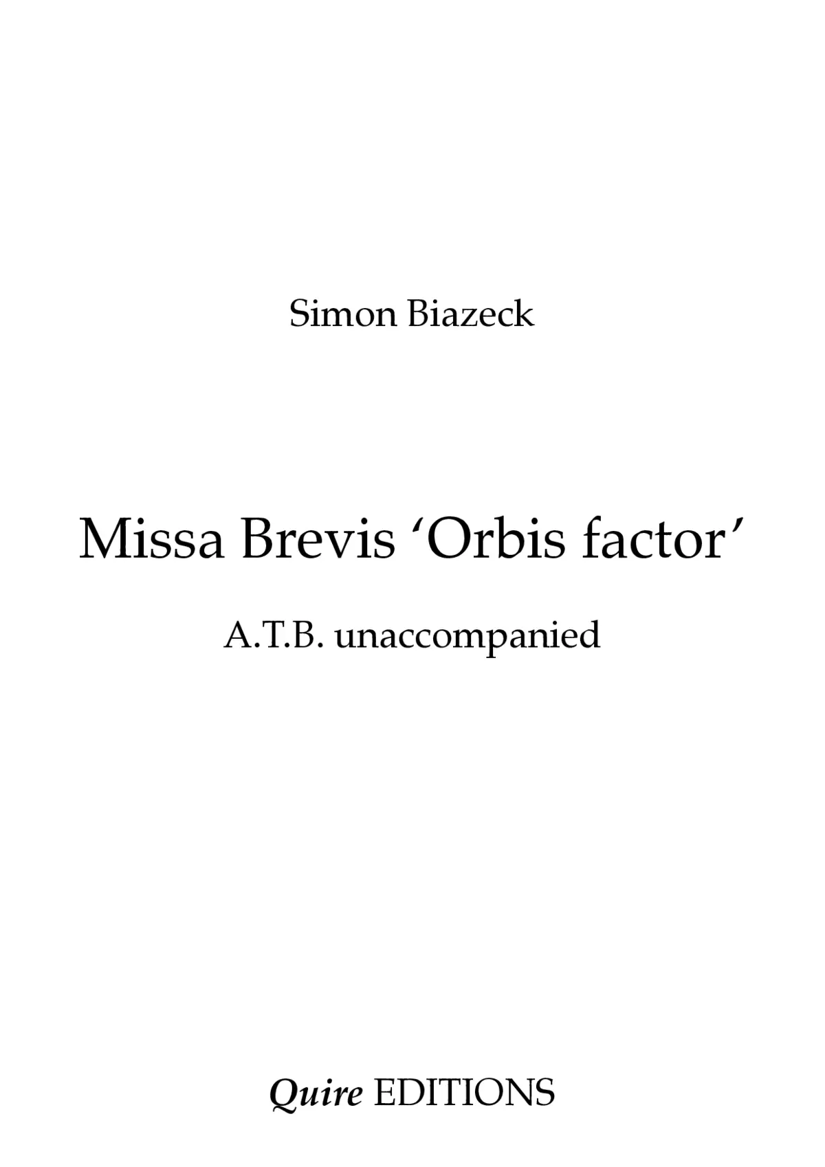 Missa Brevis 'Orbis factor' - Page 1