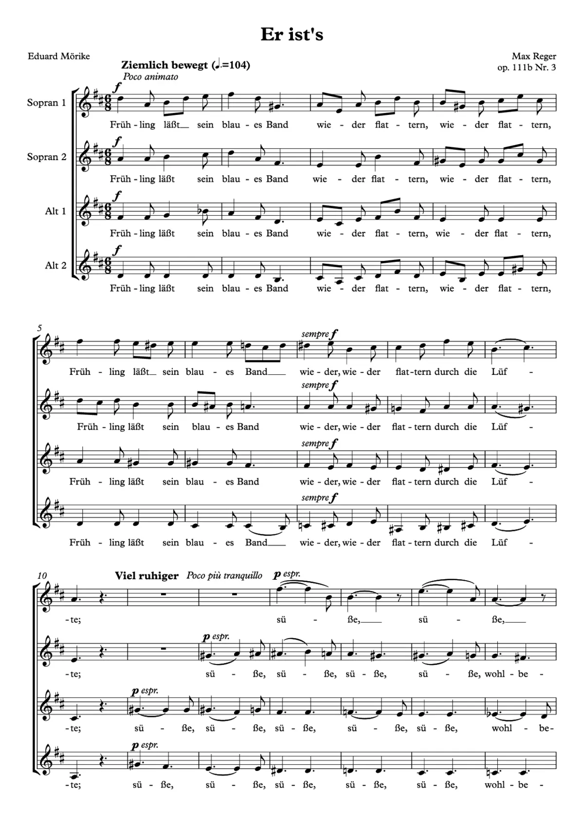 Er ist's, Op. 111B-3 - Page 1