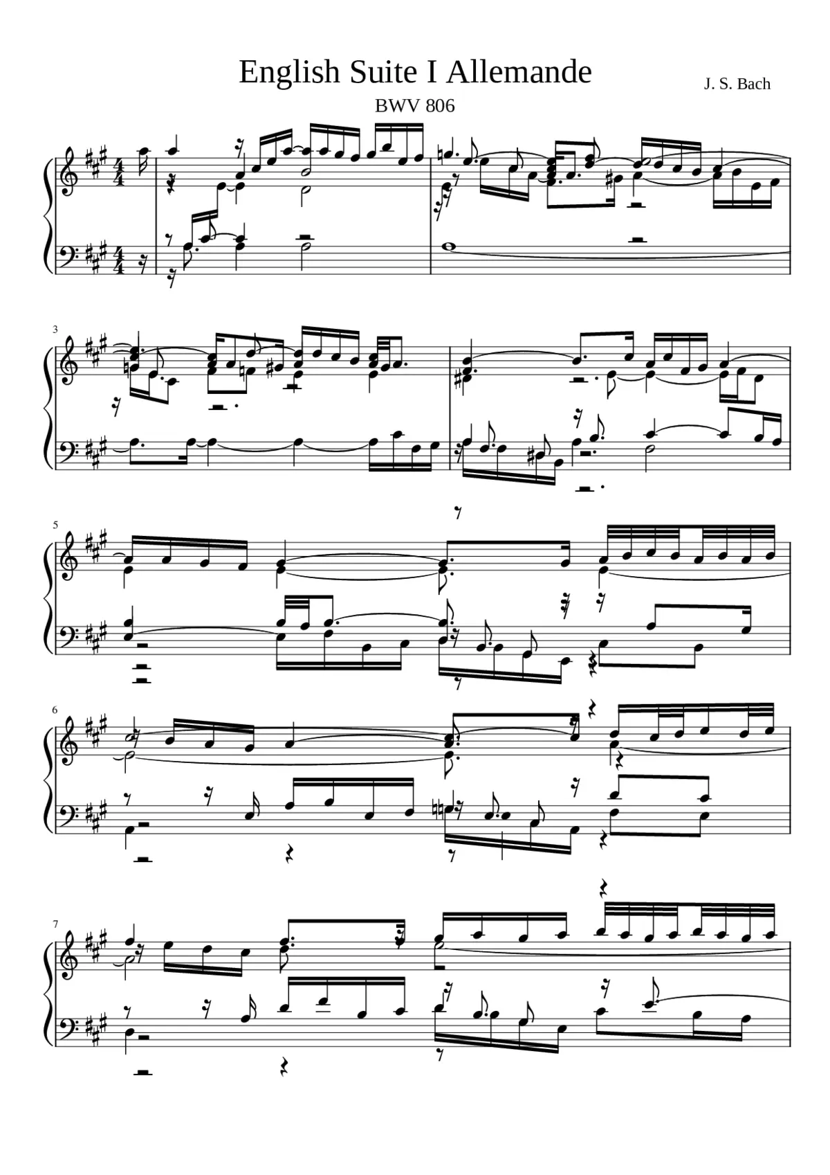 English Suite No.1 in A major BWV 806 - Page 1
