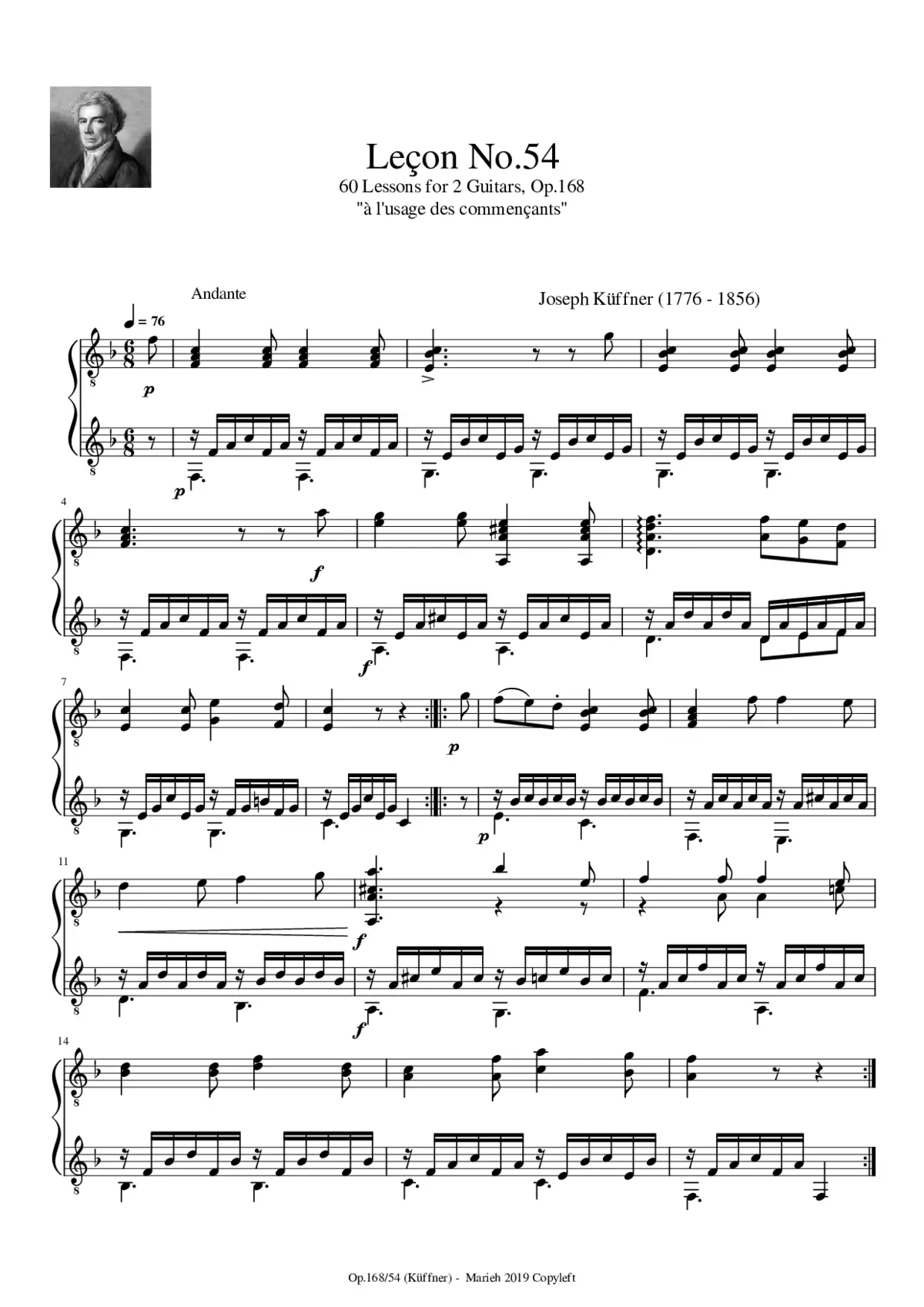 60 Lessons for 2 Guitars Op.168 - Page 1