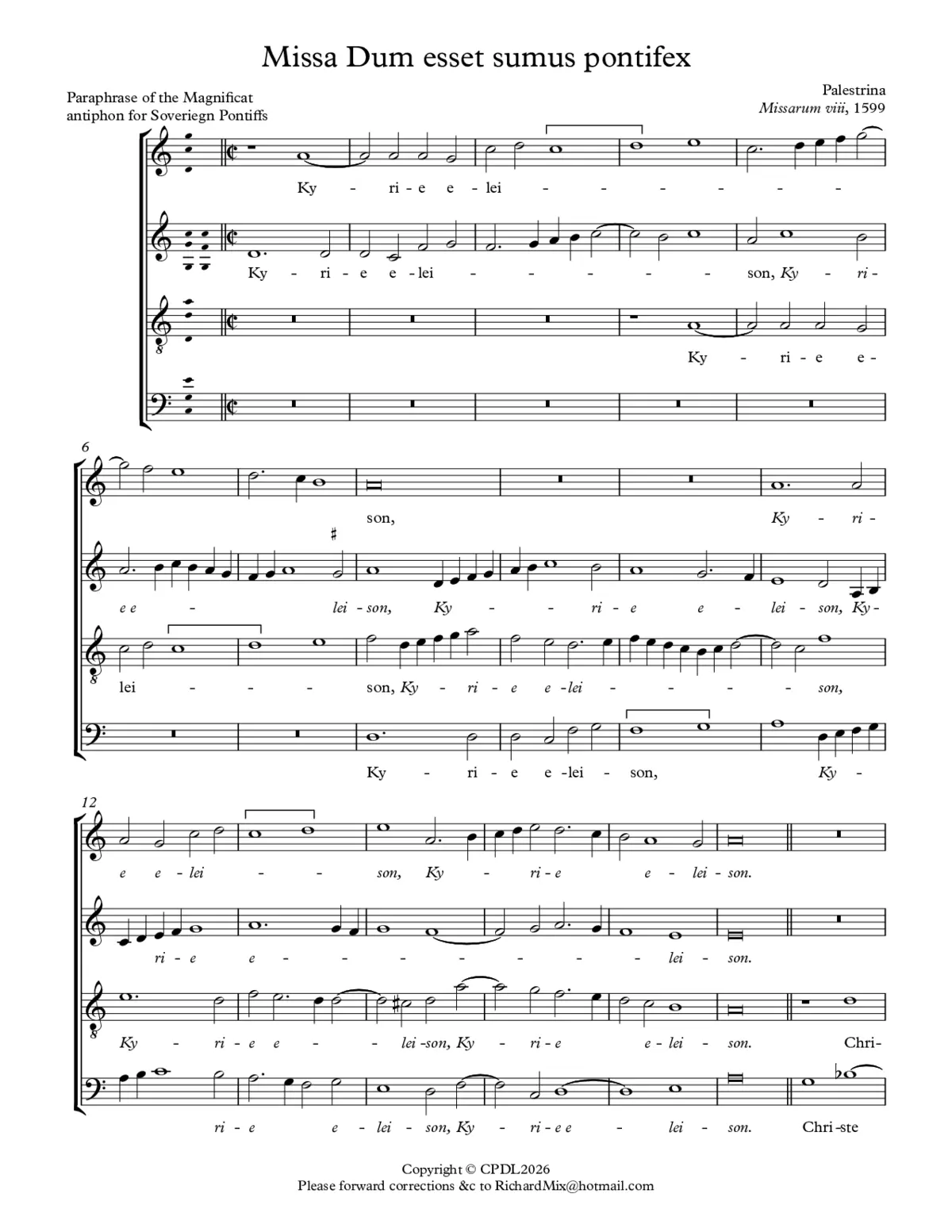 Missa Dum esset sumus pontifex - Page 1