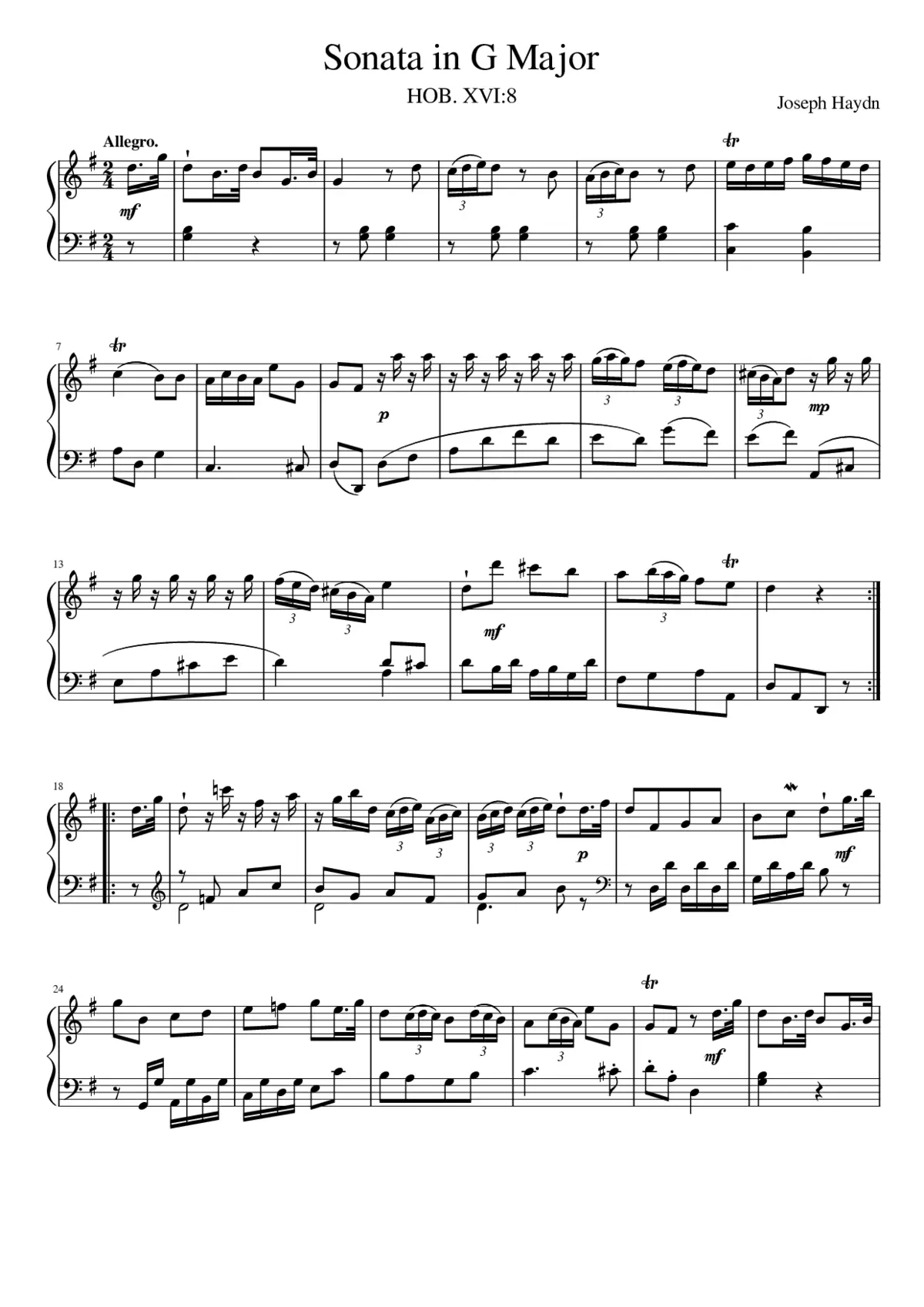 Flötenuhr in C major Hob.XIX:8 - Page 1