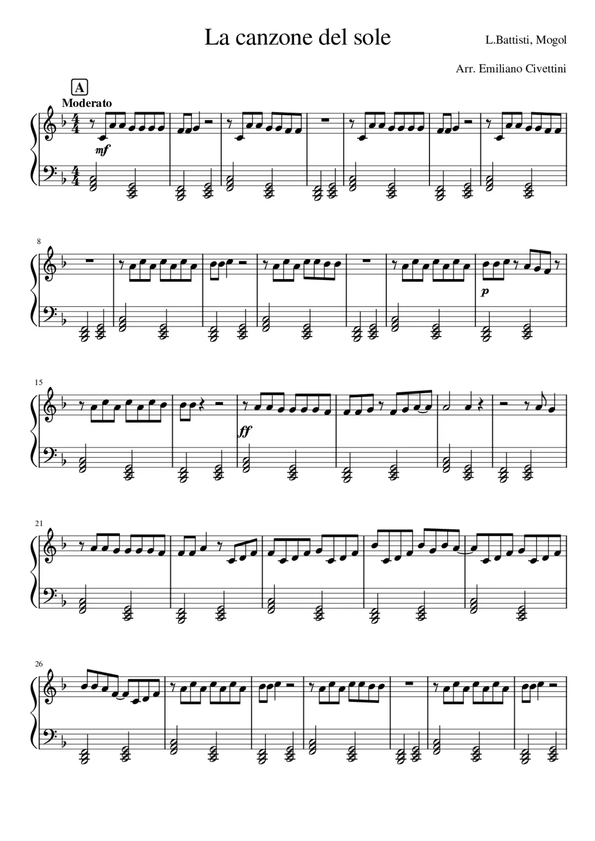 la canzone del sole - Page 1