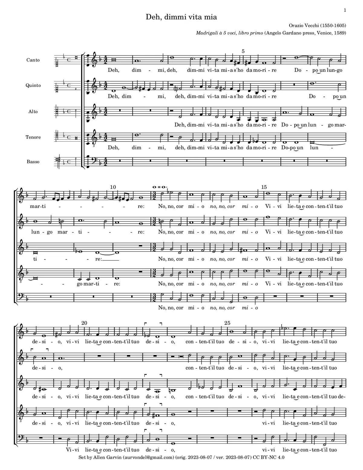 Deh, dimmi vita mia - Page 1