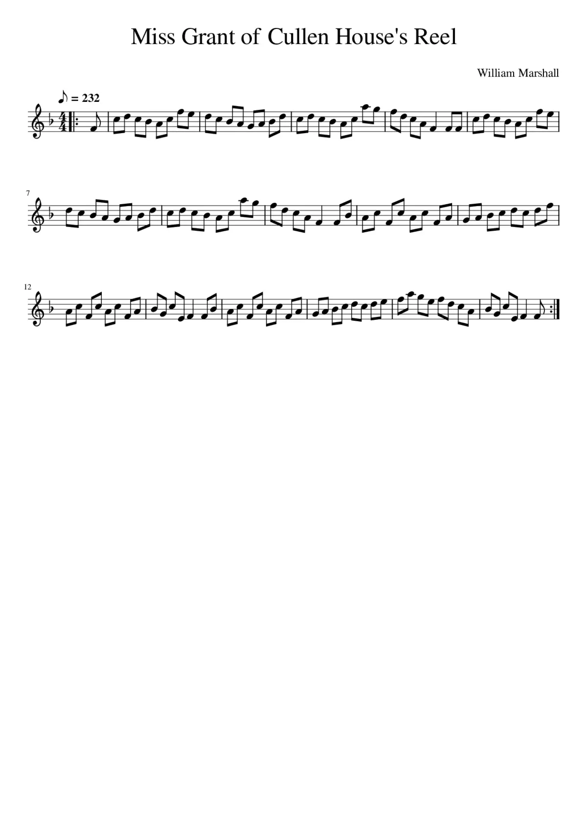 Miss Grant of Cullen House's Reel - Page 1